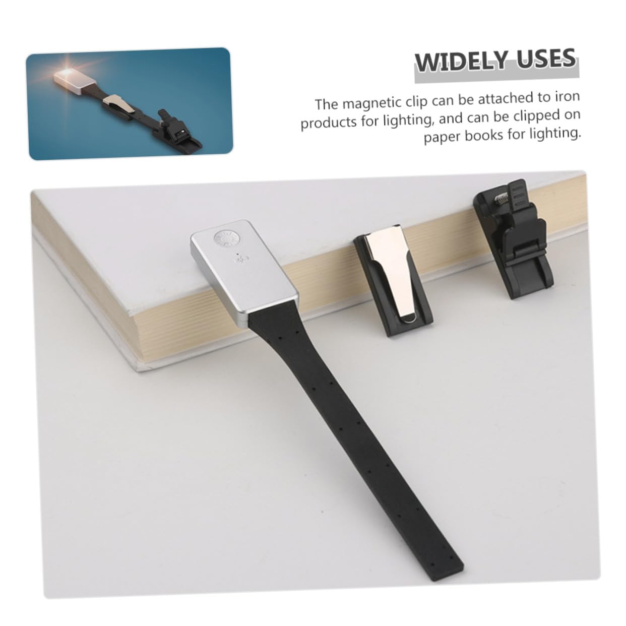 Anneome Lampada da Lettura LED a Clip Mini Regolabile Doppio Morsetto | Acrilico, USB Ricaricabile, 250mah, Struttura Leggera, Luce per Leggere Libri