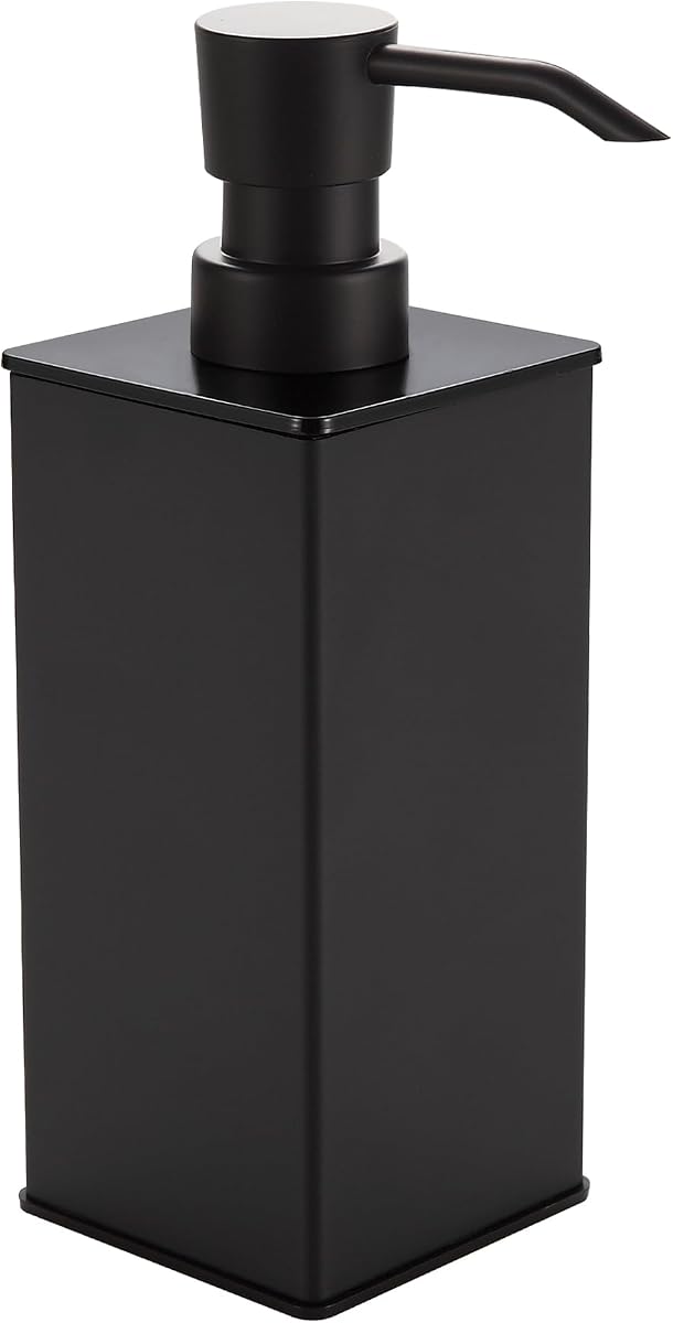 BGL Dispensador de Jabón Negro, Dispensador de Jabón Cuadrado Recargable con Aluminio Premium, Dispensador de Jabón para Encimera Inoxidable para Baño, Cocina, Hogar, Hotel - 240 ML