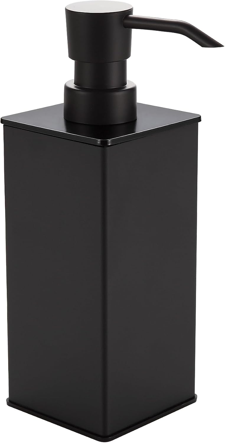 BGL Black Soap Dispenser, Refillable Square Soap Dispenser with Premium Aluminium, Rustproof Countertop Soap Dispenser for Bathroom, Kitchen, Home, Hotel – 240 ML