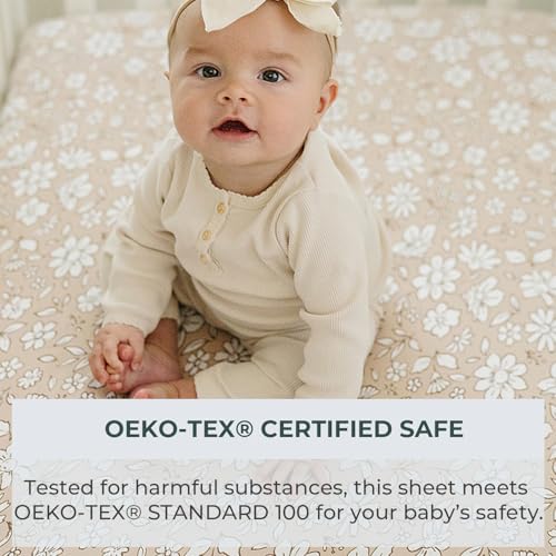 Image of Pobibaby 2 Pack Changing Pad Covers for Girls - Premium Cotton Blend Baby Diaper Changing Table Cover, Soft Breathable Girl Nursery Pad Sheets for Standard Pads 16x32 Newborn Bedding (Meadow)