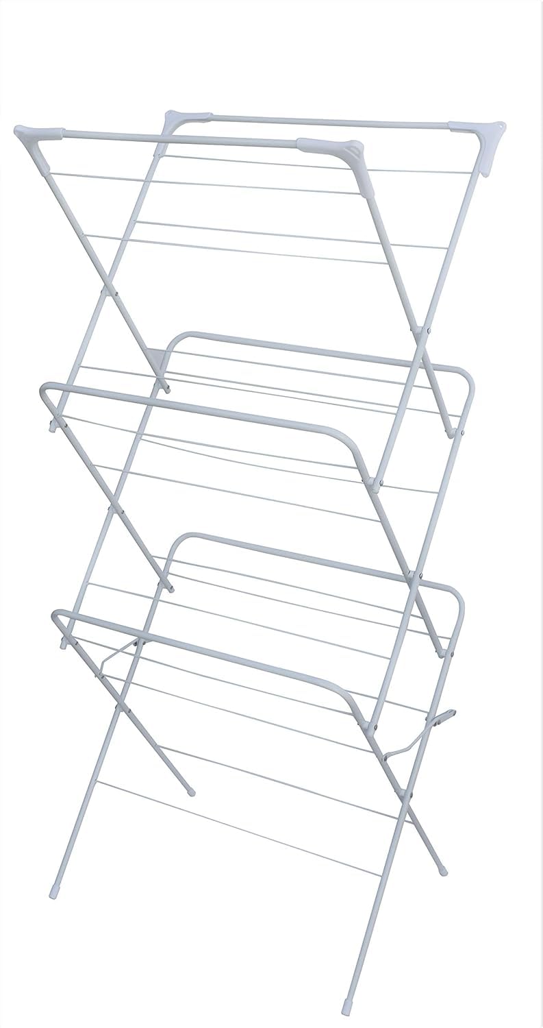 HH Home Hut Indoor Clothes Airer Drying Rack - 3 Tier Folding Laundry Maiden Rack, Dryer Rack, Clothes Horse, Airing Clothes, Foldable, Compact and Sutiable For Outdoor