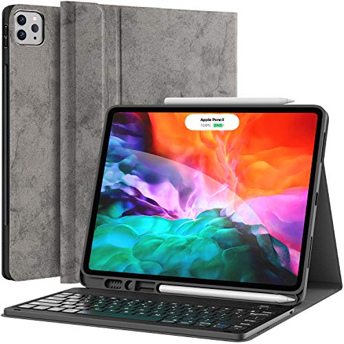 Best Cyber Monday 🔥 CHESONA iPad Pro 12.9 inch 2021 Case with Keyboard, Keyboard (for 12.9-inch iPad Pro - 5th Generation, 4th/3rd Generation) - Wireless Detachable - with Pencil Holder for 2021 iPad Pro 12.9, Gray
