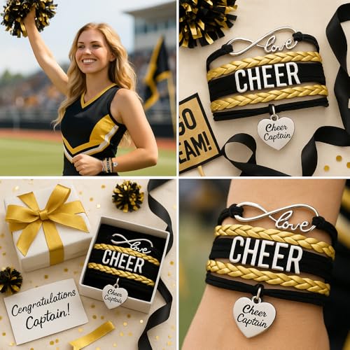 Image of Sportybella Cheer Captain Charm Bracelet- Girls Captain Cheerleading Bracelet- Cheer Jewelry for Cheerleader