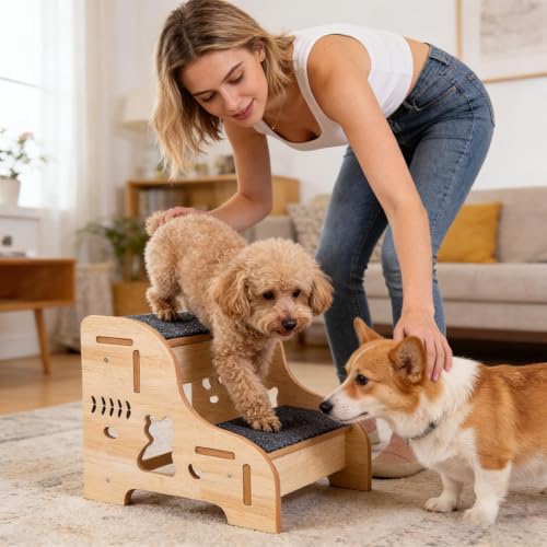Rampa de madera para mascotas ideal para que perros ancianos suban a la cama o sofá 4