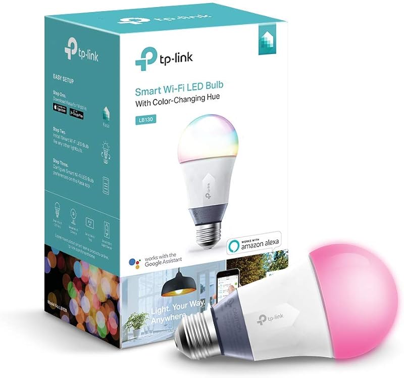 Bombilla LED Kasa Smart Wi-Fi de TP-Link - Multicolor, Regulable, A19, No requiere concentrador, Funciona con Alexa y Google Assistant (LB130)