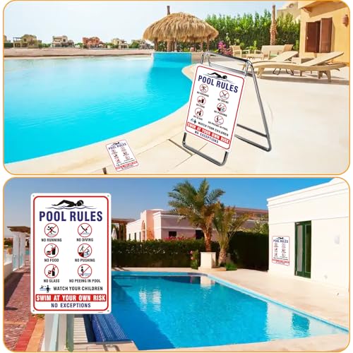 2 señales reflectantes de reglas para piscina 12x8 pulgadas miniatura 6