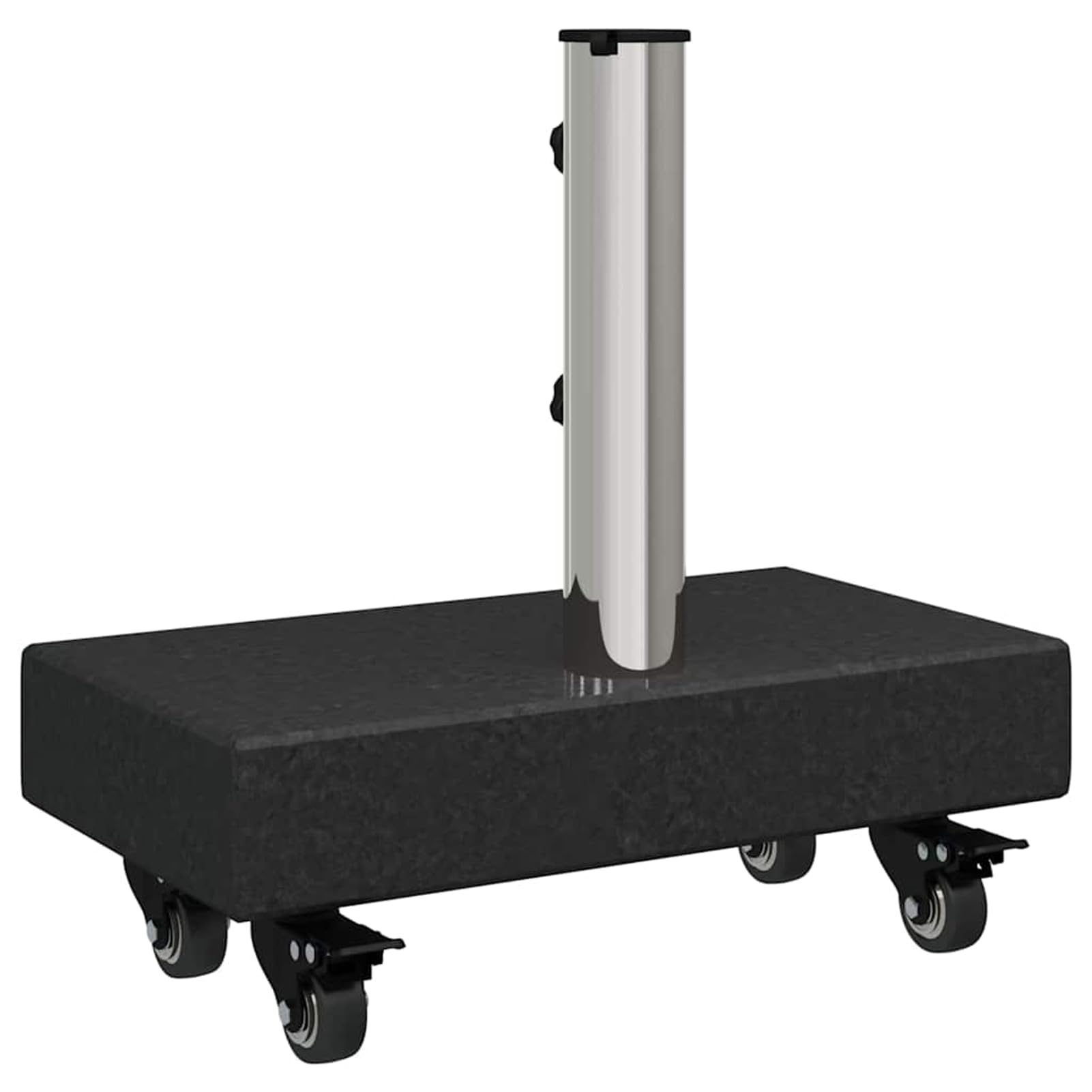 Pied de parasol en granit noir 45 x 25 x 45 cm avec roulettes
