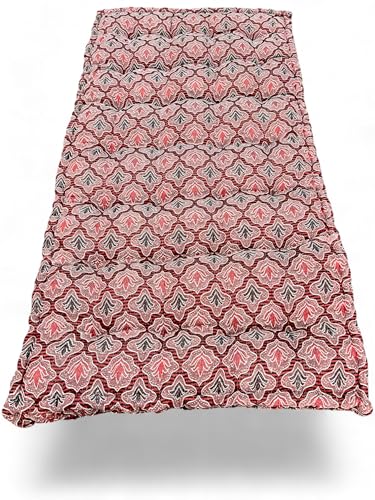 Image of Adim's Soft Cotton Box Quilt Mattress | Mattress Offers a Combination of Comfort, Durability and Style,Making it an Excellent Choice for a restful Night's Sleep (Red Jacquard Design, 84X72 X5 Inches)