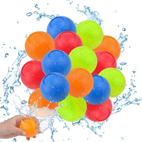 Reusable Water Balloons 12PCS 2026 Self-Sealing Water Bombs Quick Fill Silicone Refillable Water Balls for Kids & Adults Summer Outdoor Water Toys for Pool Beach Garden Family Party Games