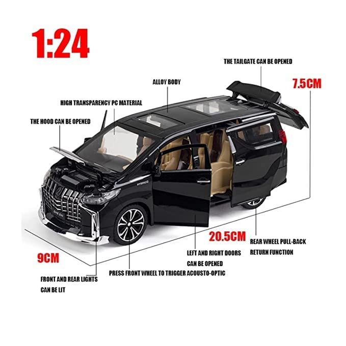 Image of Alokik Enterprise 1:24 Scale Wheels Diecast Alphard Metal Model Pull Back Alloy Toys with Light and Sound Collection for Kids Boy Girl Gift 【Colors as Per Stock】