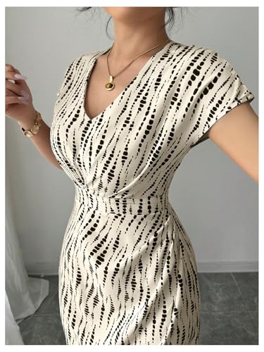 Floerns Women's Elegant V Neck Midi Dress Dolman Sleeve Ruched Formal Prom Dresses4