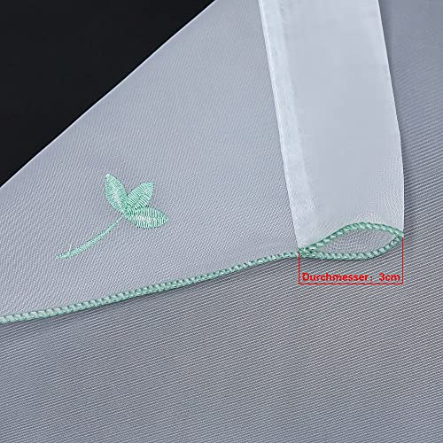 Heichkell Voile Net Curtains Owl Pattern Transparent Embroidered Bistro Curtain with Tassel Window Curtains Drawstring Panneaux Short Net Curtains Green W x H 60 x 120 cm Pack of 2 - Image 3