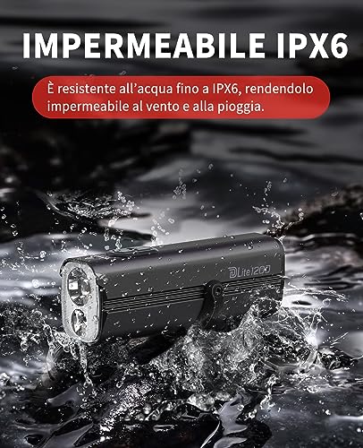 TOWILD DLite1200 Luz Bicicleta,1200 Lumen Luces Delantera Luces Largas y Cortas Doble Fuente de Faro para Bicicleta, 4000mAh Recargables de Ciclismo para MTB - imagen 4