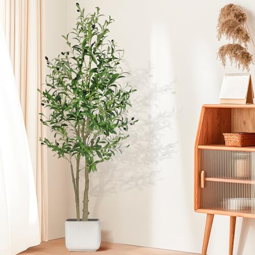 Eccok Faux Olive Tree 6Ft, Realistic Tall Silk Olive Trees Artificial Indoor Decor thumb #2