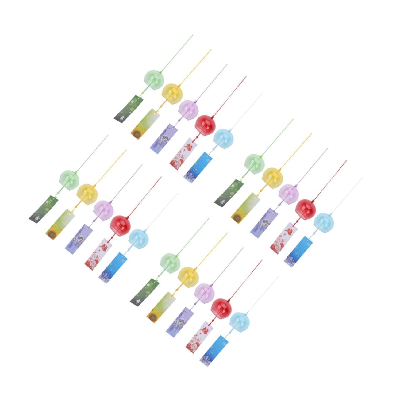 Carillon à vent japonais coloré style Edo, clochette en verre suspendue créative, 20 pièces