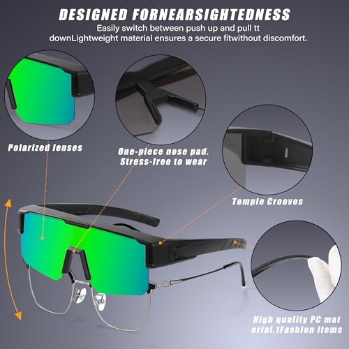 Polarized Fit Over Glasses Sunglasses for Men Women, UV Protection Sports Wrap Around for Driving Cycling Fishing - Image 6