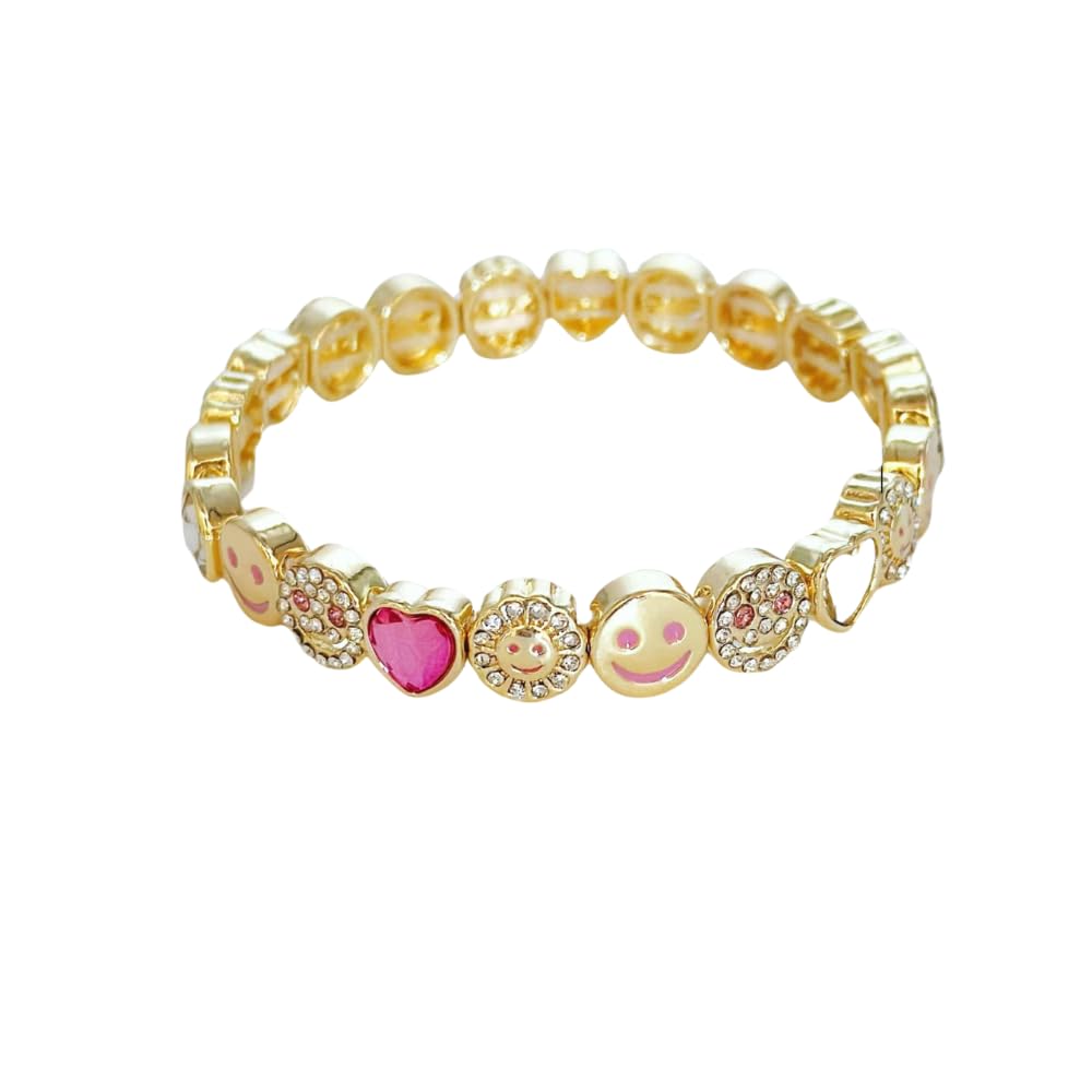 TorontoFinds Happy/Smile Rhinestone Bracelets For Men & Women | 58MM Bangle | Luxury Custom Adjustable Bracelet