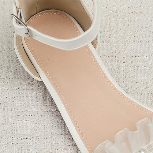 IWIHMIV Girls Sandals Ankle Strap Square Toe Low Heel Sandals Wedding Party Flower Princess Dress Shoes for Toddler4