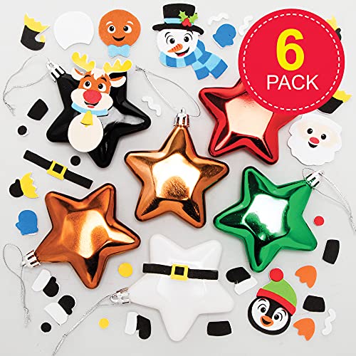 Baker Ross FE985 Weihnachtsstern Dekoration Bastelset - Packung mit 6, Bastelt Eure Eigenen Weihnachtsdekorationen, Kugel Dekorationen für Kinder zum Basteln und Aufhängen