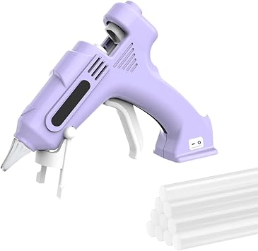 Cordless Electric Hot Glue Kit with 10Pcs 7mm High Adhesion Sticks, Rapid Heating Portable Melt Glue Tool 2000mAh Battery Backflow Prevention for Home Crafting and Repair