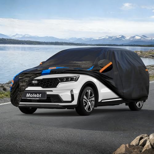 Image of Custom Fit SUV Car Cover for Kia Sorento (2012-2026), Upgraded Waterproof All Weather Outdoor Auto Cover with Driver Door Zipper & Mirror Pockets, UV /Snow /Dust Protection