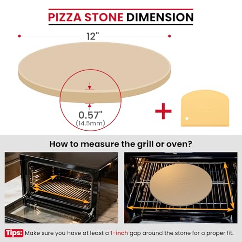 Unicook 30.5cm Round Pizza Stone - Heavy-Duty Ceramic Baking Stone for Oven, BBQ & Grill, Thermal Shock Resistant, Safe Cordierite Material - Image 2