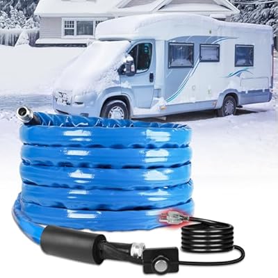Richeer 25 FT Heated Drinking Water Hose for RV, 5/8" Inner Diameter Freeze Protection Down to -20°F/-28°C Energy-Saving Thermostat, Includes 3/4" Adapters, Fit for RV/Campers/Homes