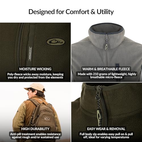 Image of Drake Waterfowl Camp Fleece Durable Moisture-Wicking Lightweight Breathable Full-Zip Casual Outdoor Hiking Vest with Pockets