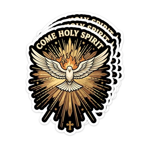 [3PCS] Holy Spirit Stickers, Holy Spirit Dove Design with Come Holy Spirit Faith Message, Christian Laptop Phone Tumbler Car Decal Sticker, Catholic Bible Jesus Car Sticker Gifts for Women Men