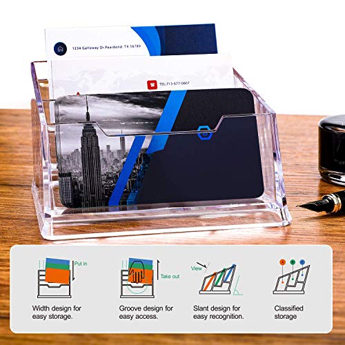 Image of DAHSHA 3 - Tier Premium Acrylic Transparent Crystal-Clear Visiting Business Card Holder /Display Stand Desk Organizer For Office Table