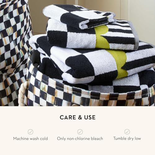 Image of MACKENZIE-CHILDS Cotton Hand Towel, Black-and-White Courtly Check