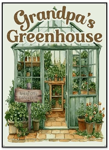 Grandpa's Greenhouse Sign, Unique Gift Idea for Greenhouse Owner, Quality Plaque for Garden, Suitable for any Occasion (SMALL 15 cm x 20 cm)