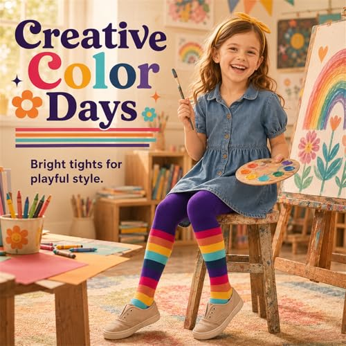 Image of VIKITA Girls tights Cotton Leggings in Spring fall winter stripe socks for girls 3-8 years