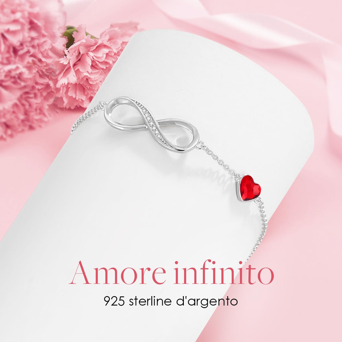 LOUISA SECRET Bracciale Donna Argento 925 or Acciai inossidabili Braccialetto Infinito Bracciali Cuore Gioielli Regalo Natale Compleanno Festa Della Mamma per Moglie Amiche Amica