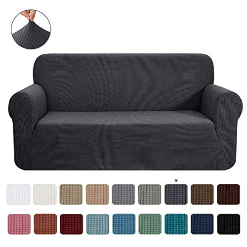 CHUN YI 1 Pieza Jacquard High Stretch Funda de Sofá, Universal Funda Elástica para Sofá de Poliéster y Spandex 3 Plazas, Protector de Muebles para Sofá (3 Plazas, Gris)