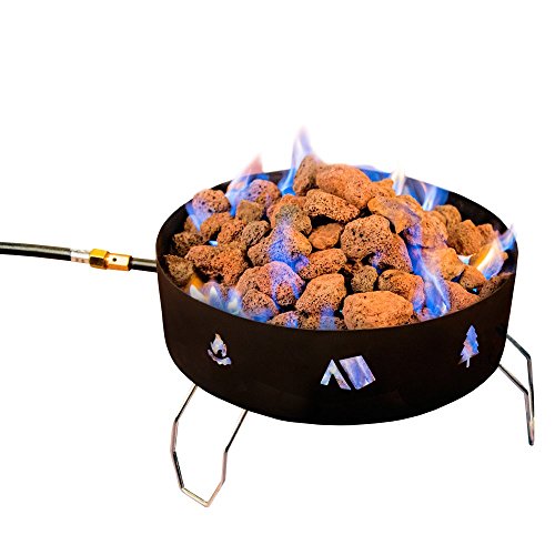 Stansport 088 Propane Fire Pit-with Lava Rocks, 7.5", Black