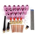 Rupse 46pcs TIG Kit Gas Lens for WP-17 WP-18 WP-26 WL20 Torch Accessories Spares Parts Lanthanated Tungsten