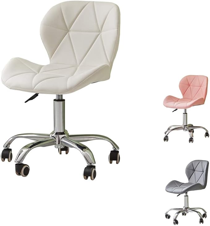 OFCASA Computer Desk Chair White Faux Leather Adjustable Padded Office