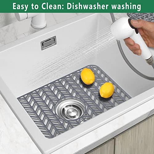 Image of GUUKIN Sink Protectors for Kitchen Sink Grid 18-3 /16 inch X 12-1 /2 inch | Centered Drain for Single Sink Bowl with Corner Radius 4-11 /16 inch