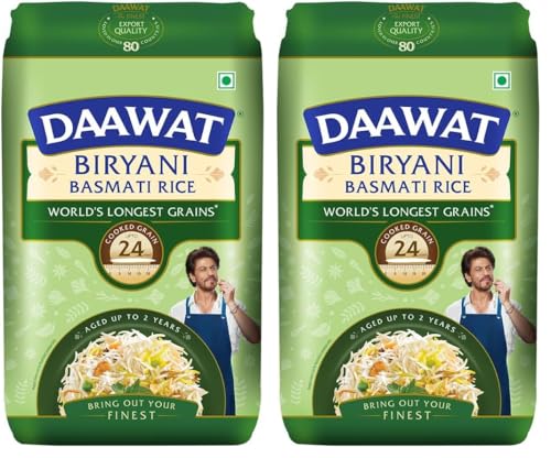 Image of Daawat Biryani Basmati Rice| World S Longest Rice Grain Expands 24Mm* | Tasty, Non-Sticky & Rich Aroma |Naturally Aged|1 Kg.. (Pack of 2)