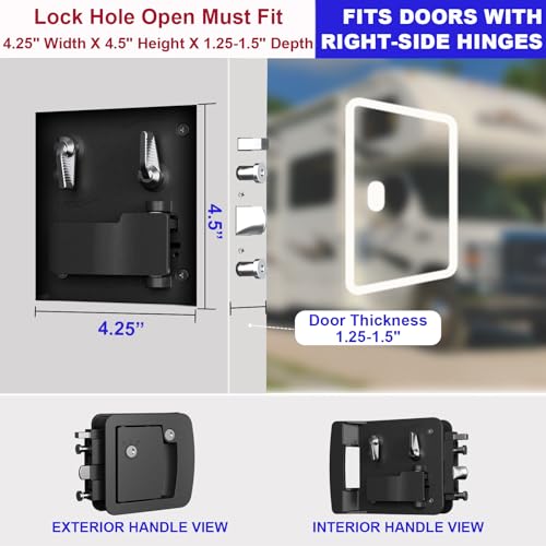 Image of Motor Home & Camper Door Locks,Class C Mechanical RV Door Locks Replacement,RV Door Latch with 4 Keys, fits Campers with 4.25 inch x 4.50 inch x 1.25 inch-1.5 inch Lock Hole(4 Alike Keys 2 Class C Mechanical Lock)