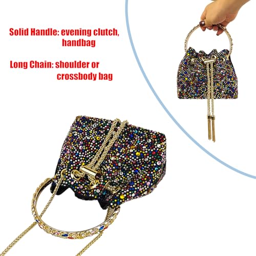 Image of HUANG ZHUANG Colorful Crystal Soft Purse Sparkly Rhinestone Handbag Women Clutch Bling Party Crossbody Bag for Prom Cocktail