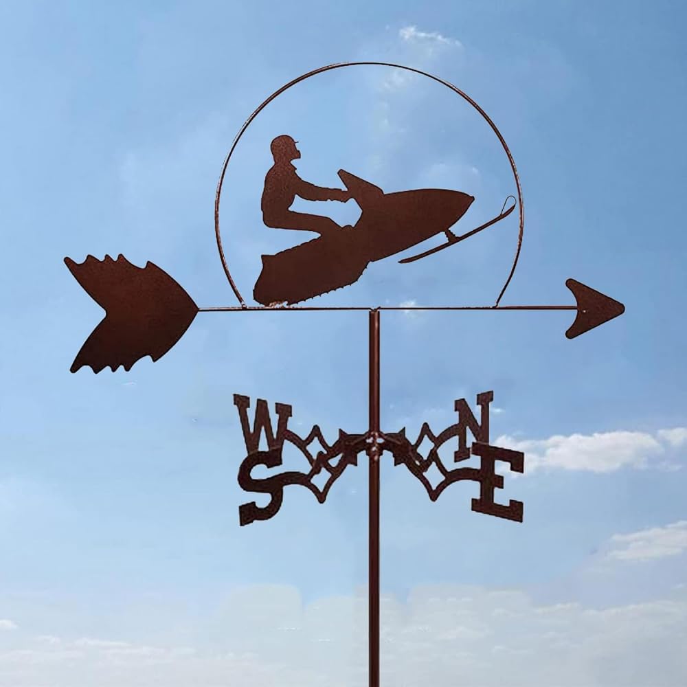 TAXXII Weather Vane,Yacht Windblown Metal with Wind Direction Indicator Outdoor Bracket Garden Courtyard Decoion Professional Measuring Tools