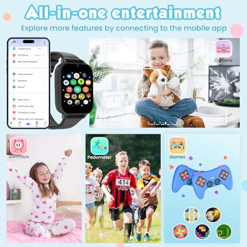 Image of MOKAST Kids Smart Watch Toys for Boys Girls - Children Watch for Kids 4-12 Years Touch Screen Watches with 15 Games Video Camera Music Player Alarm School Mode Education Birthday Gifts (4G Black)