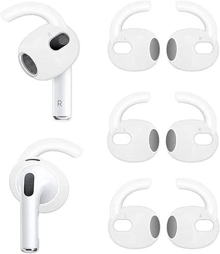 3 Pairs AirPod 3 Ear Hook Cover Grip Tip Anti Slip Wing Accessories Compatible with AirPods 3rd Generation, White a3h