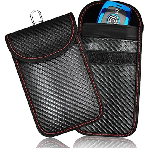 Upgraded Faraday Bag for Key Fob (2 Pack),Premium Faraday Key Fob Protector– Car RFID Signal Blocking, Car Security Protection Pouch, Anti-Theft Pouch, Anti-Hacking Case Blocker-Black.