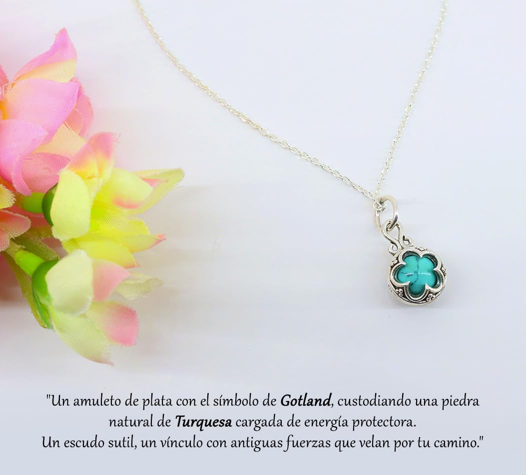 Only faith Collana con amuleto Gotland in argento Sterling 925, ciondolo in pietra naturale, amuleto di protezione, catena italiana da 45 cm, con confezione regalo