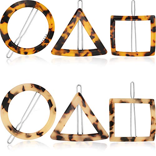 6 Pieces Acetic Acid Hairpin Geometric Acrylic Barrettes Leopard Print Hair Clips for Women Girls Party Daily Wear Hair Accessories