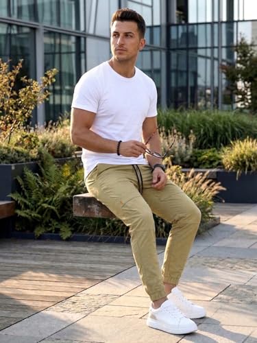 Image of ANNI Designer Men Cargo Pants Cotton Solid | Cargo Pants for Men | Mens Cargo Trouser | Multi Pocket Cargo Pant Regular Fit | Casual Stylish Bottom Wear for Mens Comfortable Clothing