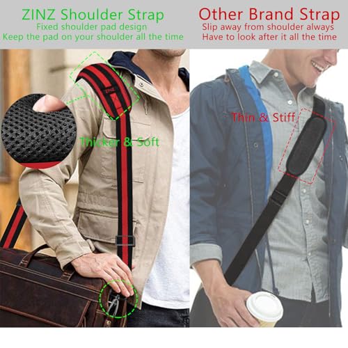 Image of ZINZ 79 inch Shoulder Strap, Extra-thick Fixed Cushion Pad and Dual Clasps Universal Replacement Strap with Metal Swivel Hooks for Laptop Bags, Luggage Bags, Camera, Crossbody(Stripes-BkRBk)